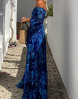 Off-Shoulder Floral Flowy Maxi Dress