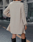 Lapel Long Sleeve Printed Dress