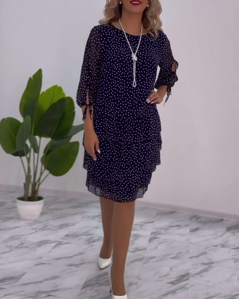 Polka Dot Print Layered Dress