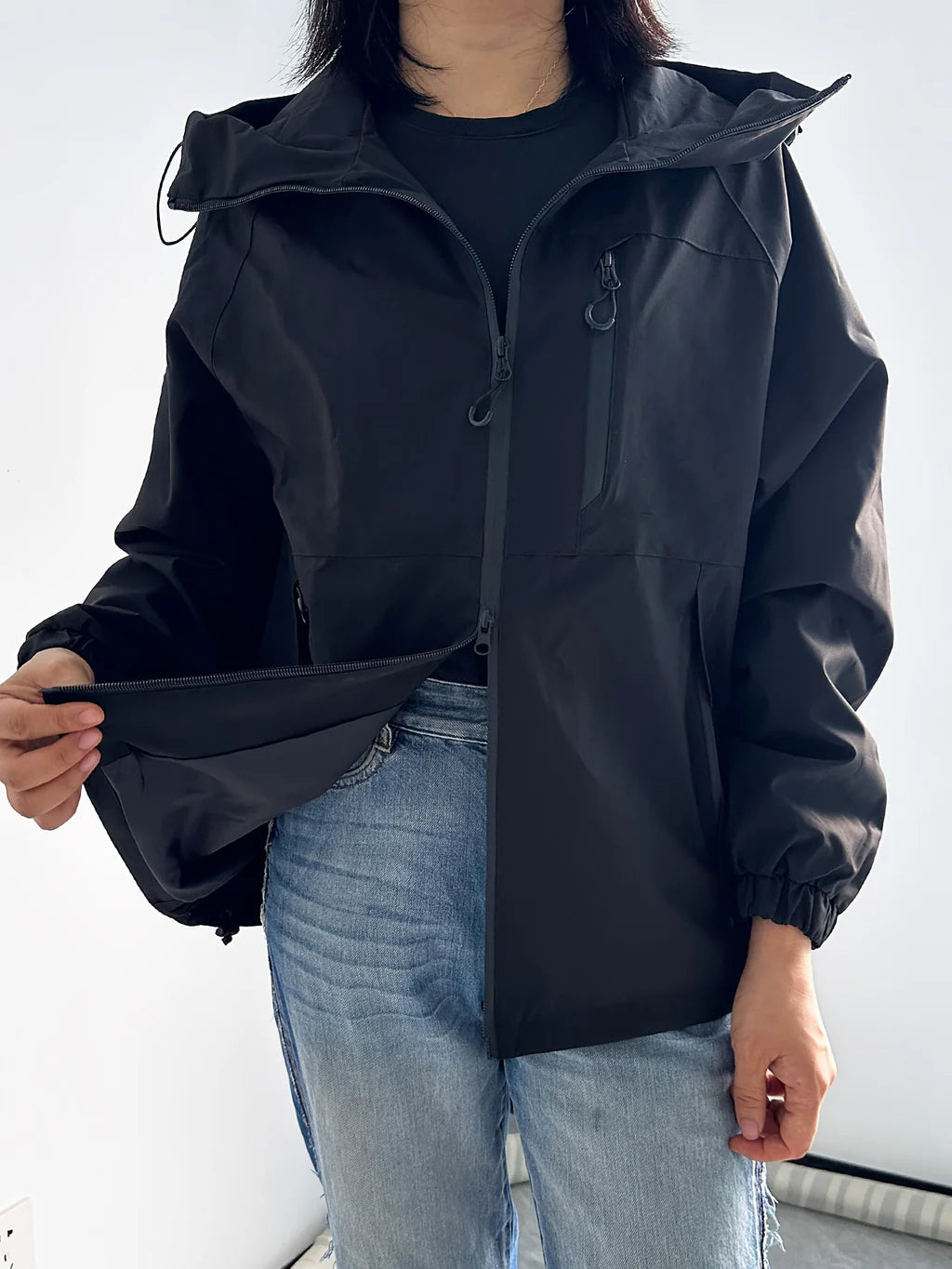 Casual Rain Jacket with Hood Women