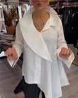 Irregular Lapel Solid Color Shirt