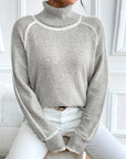 Turtleneck Fashionable Contrast Sweater
