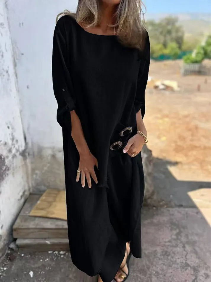 Chic V-Neck Flowy Midi Dress
