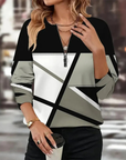 Zippered Geometric Pattern T-Shirt