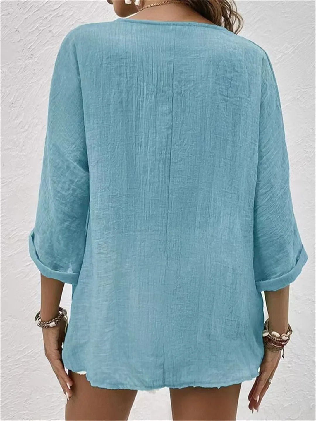 Effortless V-Neck Button-Up Top
