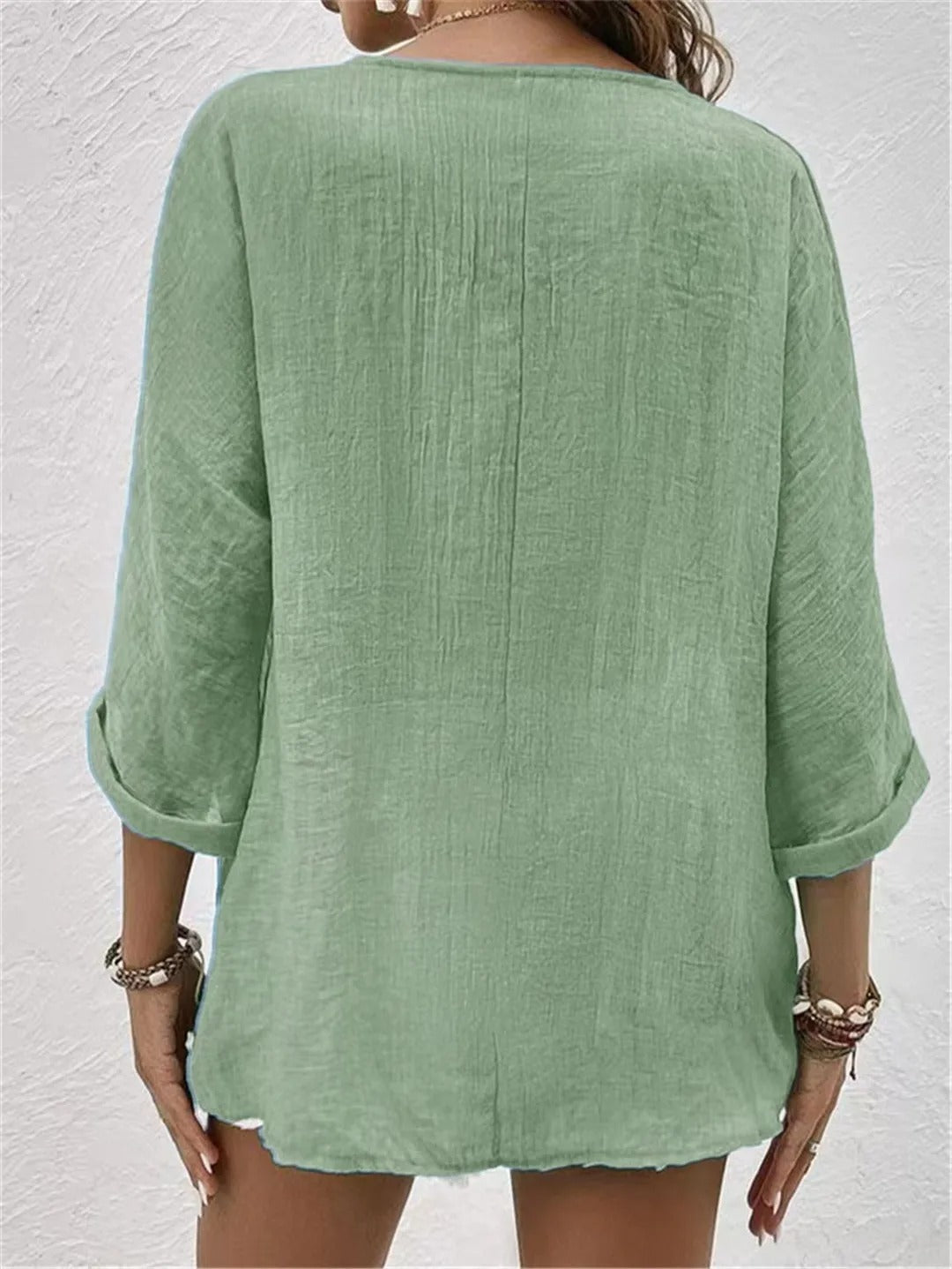 Effortless V-Neck Button-Up Top