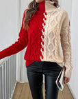 Elegant Striped Jumper With High Collar