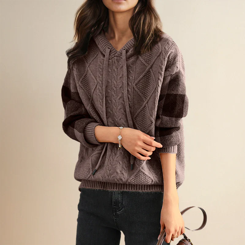 Jacquard Knit Hoodie Sweater