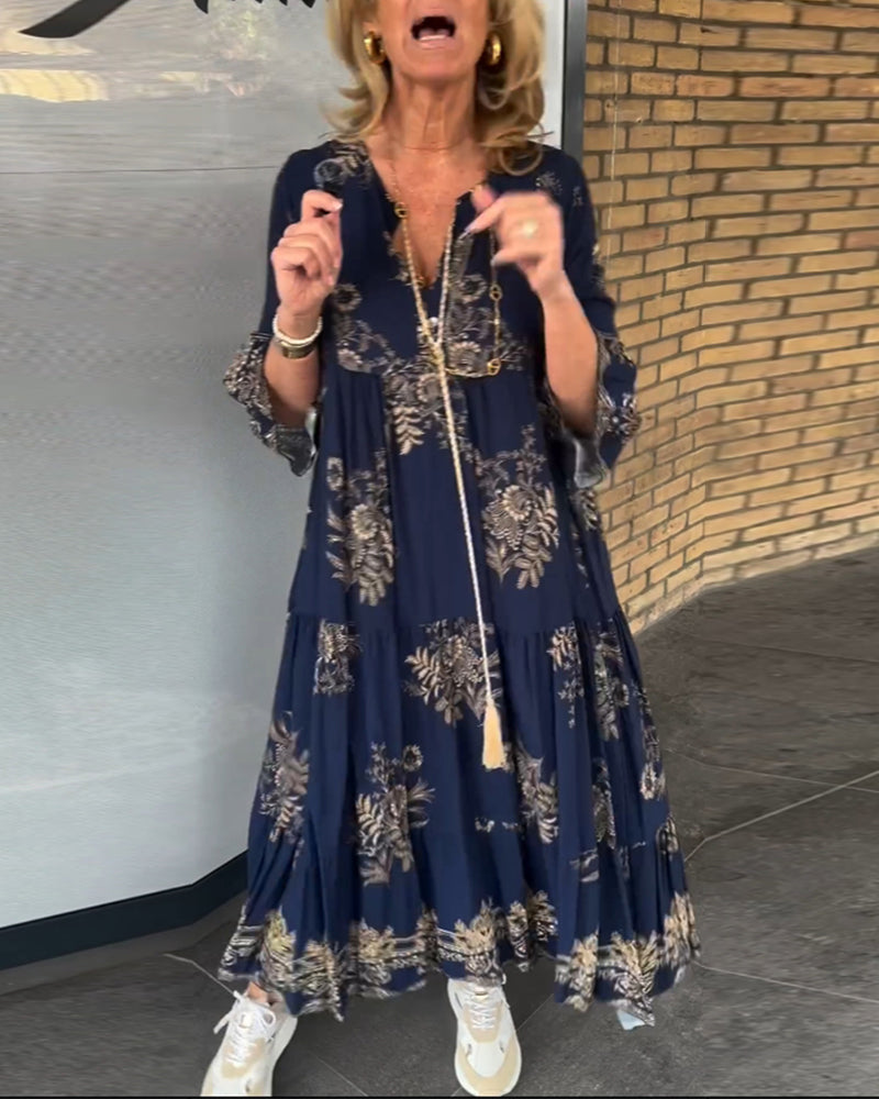 Soft Vintage Dress with Relaxed V-Neck Fit