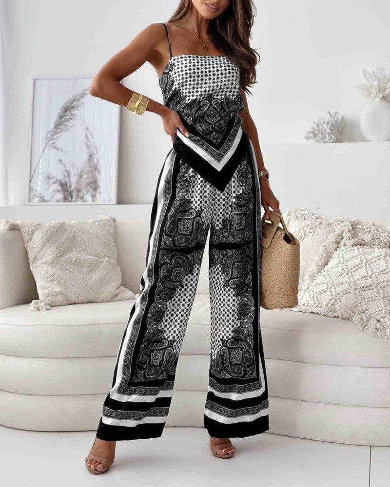 Trendy Lace-Up Vest Two-Piece Outfit