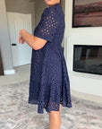 Stand Collar Hollow A-Line Dress