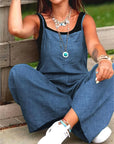 Casual Wide Leg Overalls With Pockets