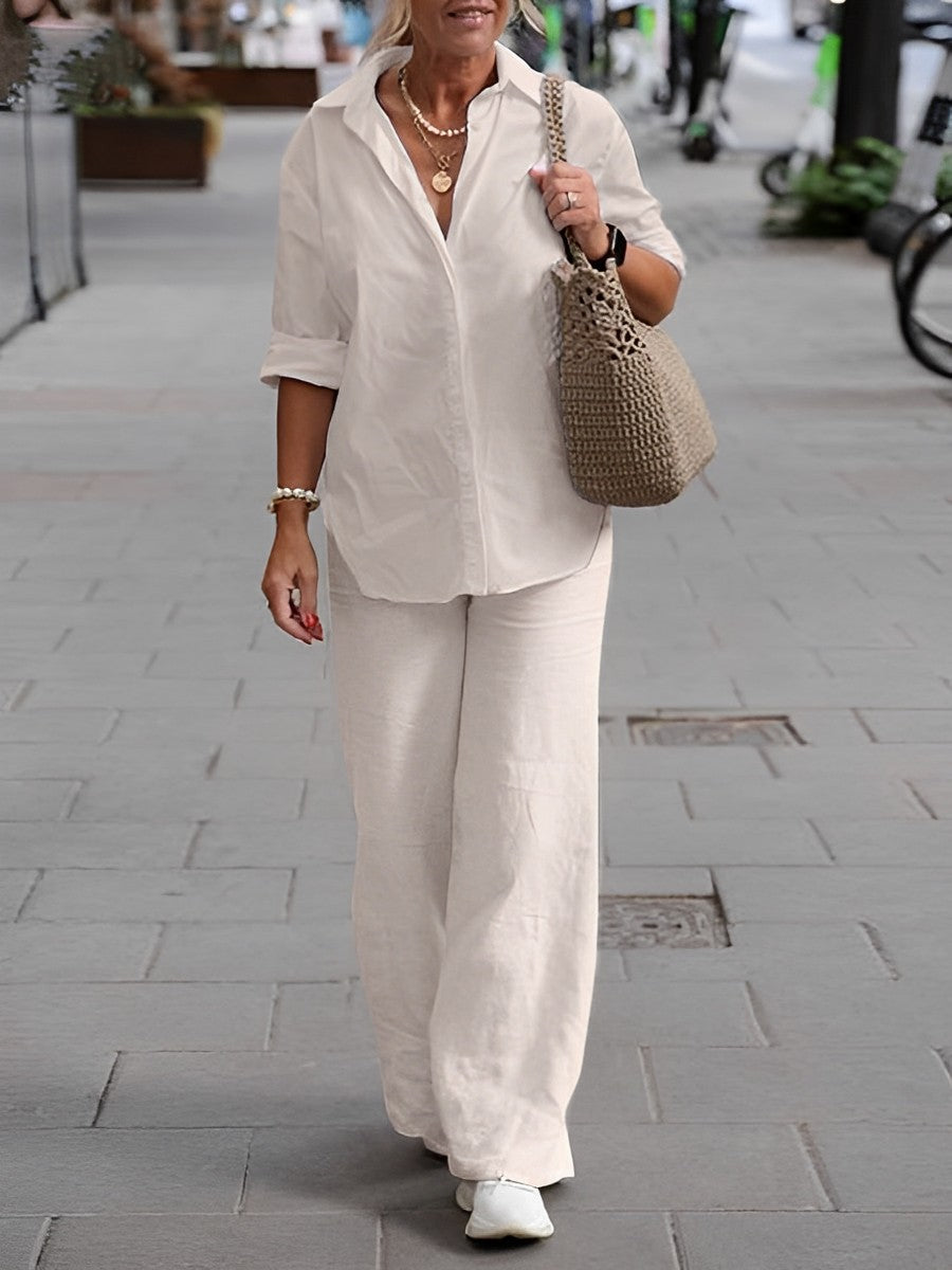 Long-Sleeved Shirt & Pants Two-Piece Set