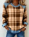 Plaid Patchwork Fashion Sweatshirt