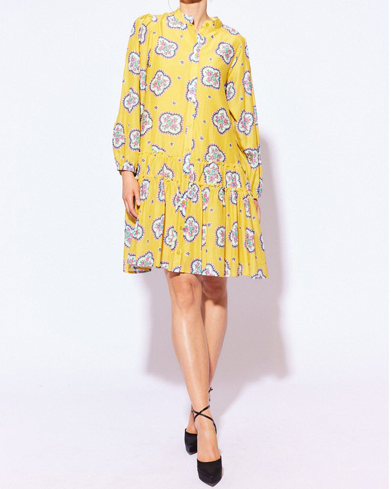 Printed Loose Pleated Dress