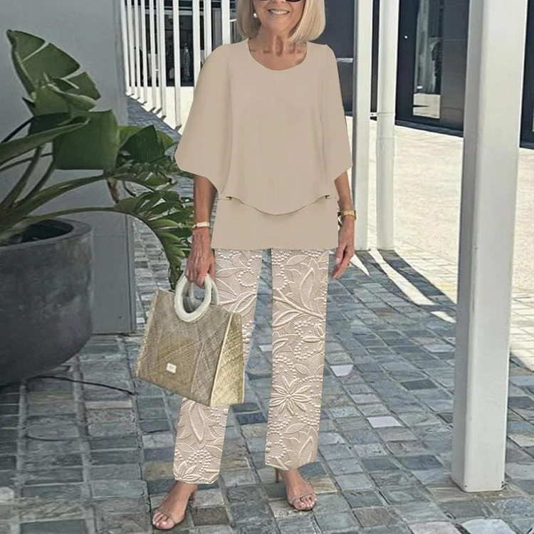 Mid-Sleeve Set Two-Piece