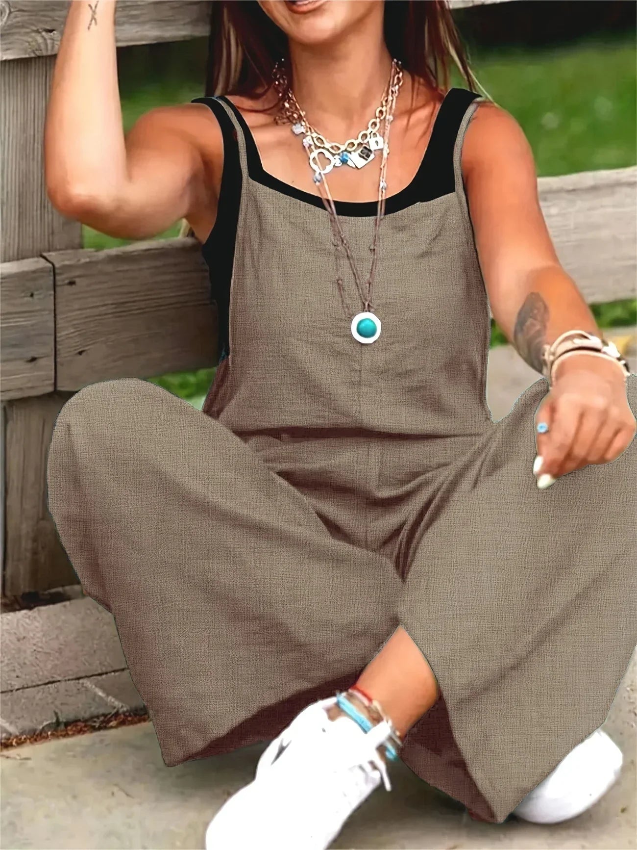 Casual Wide Leg Overalls With Pockets