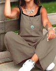 Casual Wide Leg Overalls With Pockets