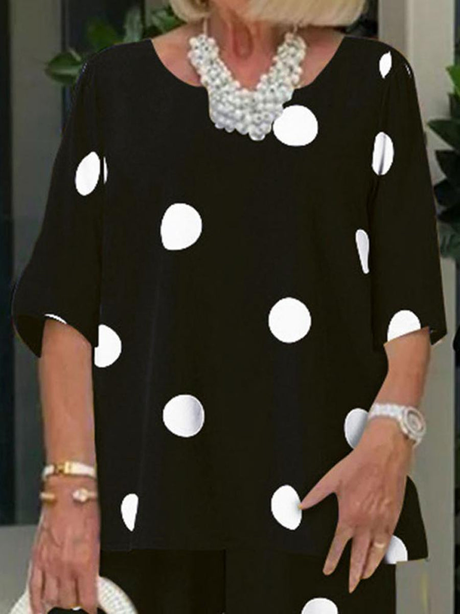 Casual Dot Print Two Piece-Set