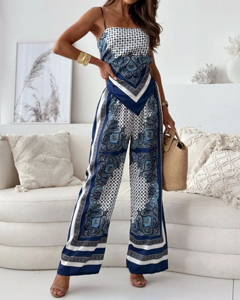 Trendy Lace-Up Vest Two-Piece Outfit