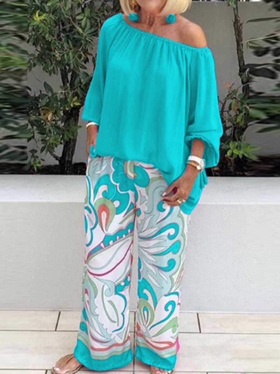 Fashion Print Loose Casual Two Piece-set