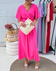 V-Neck and Waist in Chiffon Dress