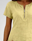 Zipper Pocket Cotton Linen Dress