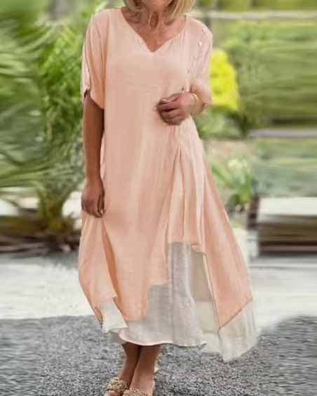 Asymmetric Short Sleeve Dress