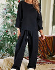 Sleeve Crew Neck Two-Piece Set
