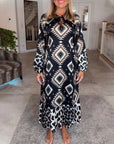 Long Sleeve Geometric Print Dress
