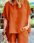 Loose Short Sleeve Shorts Two Piece-Set