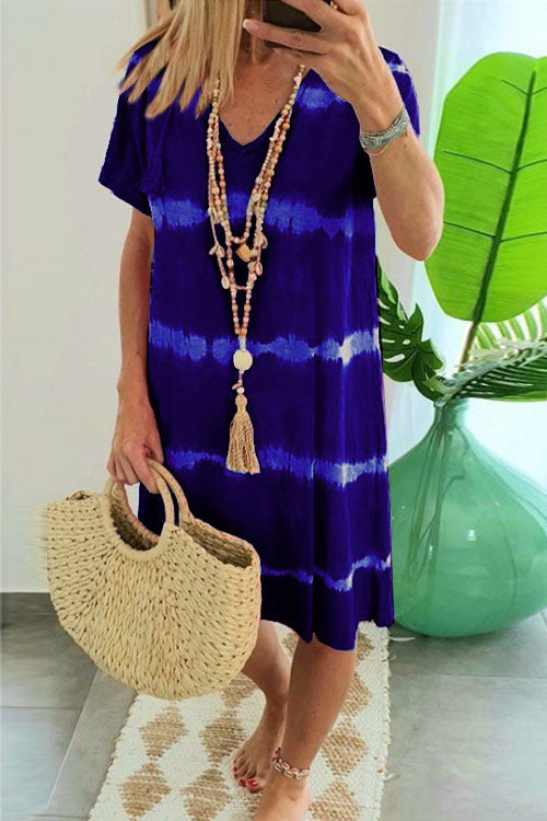 Tie-Dye Short-Sleeved Dress