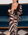 V-Neck Zebra Print Party Dress