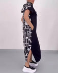 Half-Zip Loose Contrast Dress
