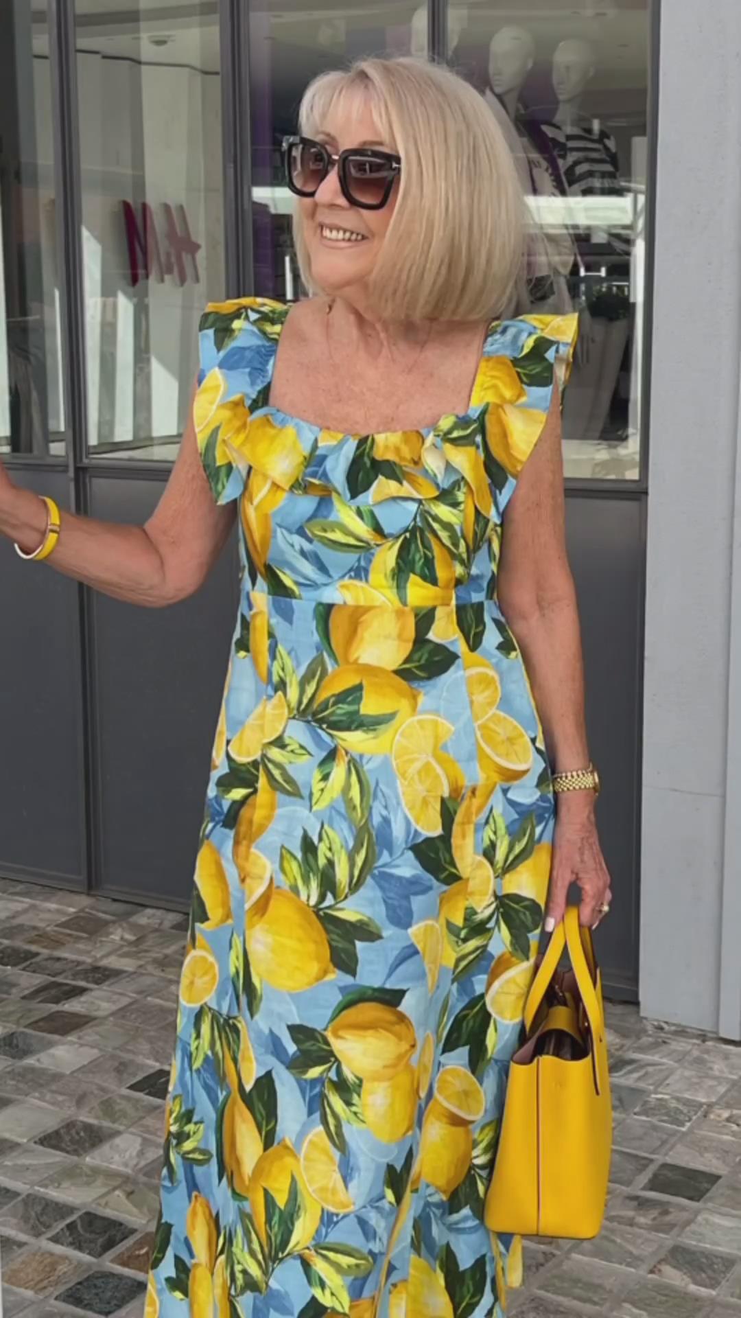 Lemon Print Tunic Dress with Relaxed Fit