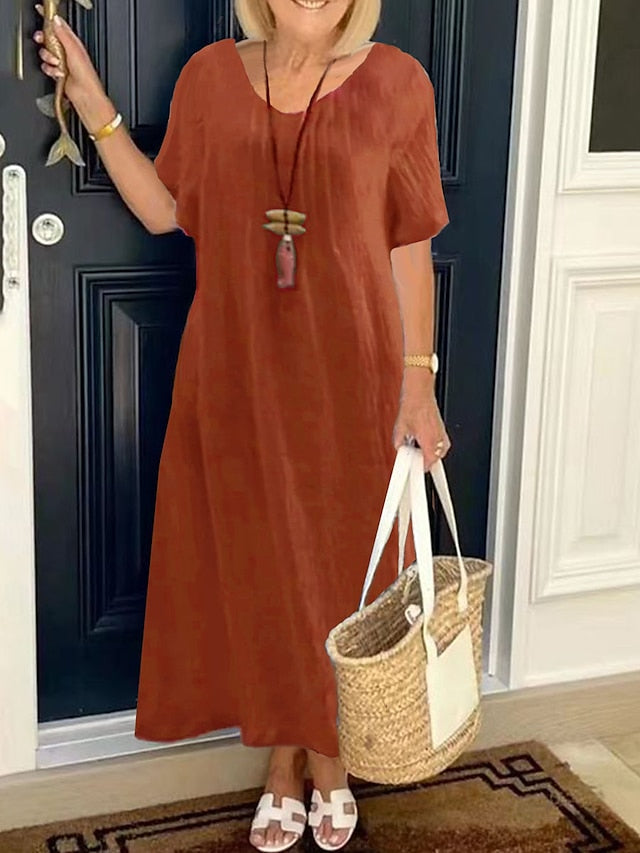 Casual V-Neck Pocket Dress