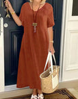 Casual V-Neck Pocket Dress