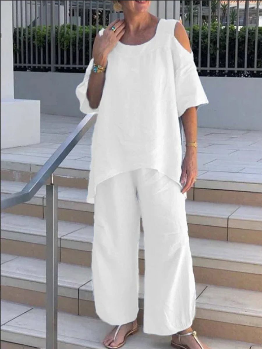 Pullover Short Sleeve Two Piece-Set