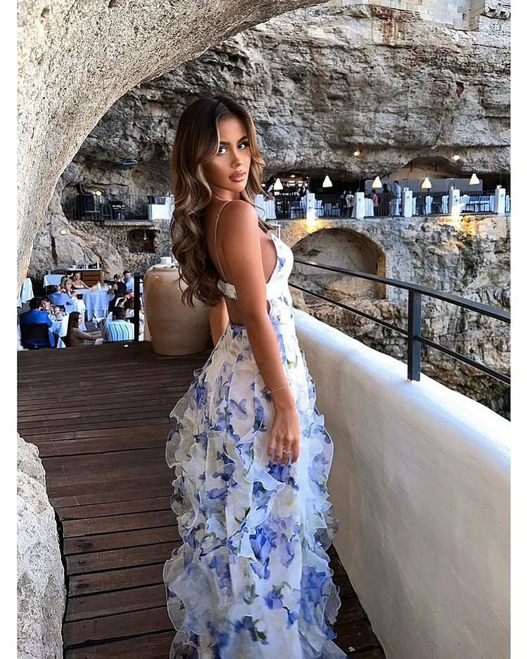 Flowy Ruffle Hem Elegant Dress