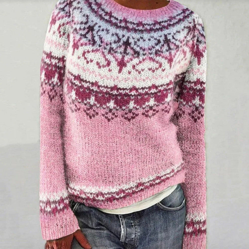 Pink Graphic Print Knit Jumper
