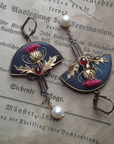 Red Pearl Drop Earrings Vintage Style