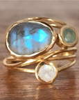 Bohemian Style Raw Crystal Statement Ring
