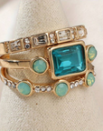 Vintage Blue Crystal Ring Set