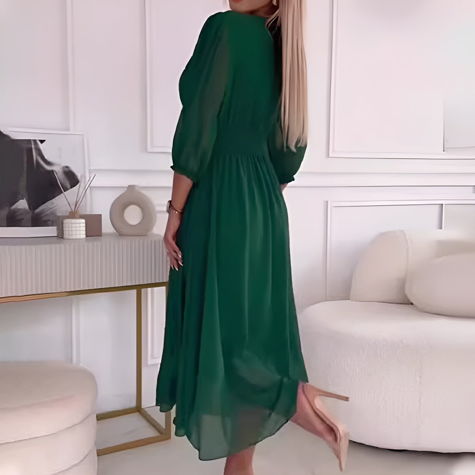 Flattering Midi Tie Waist Wrap Dress