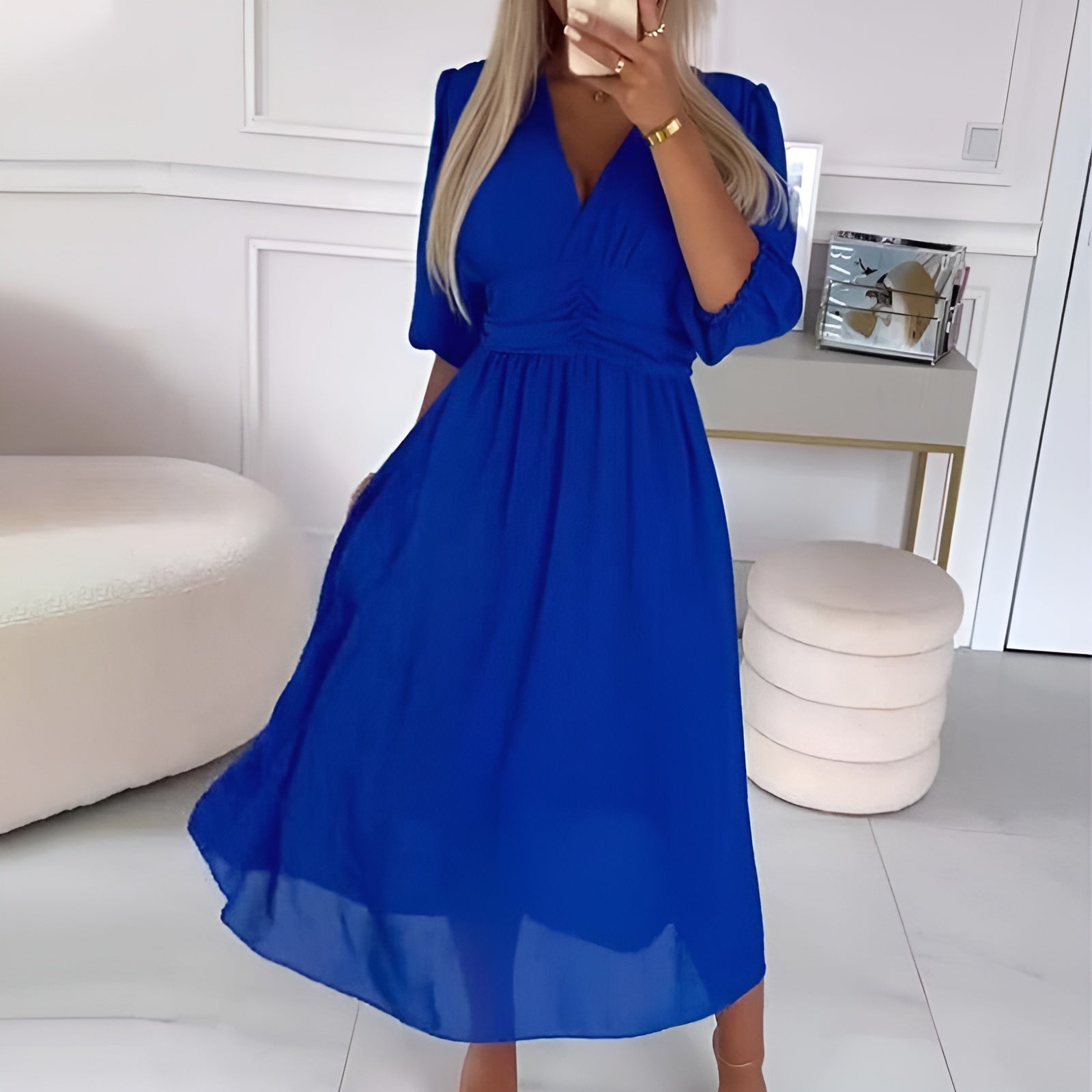 Flattering Midi Tie Waist Wrap Dress