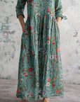 Chic Boho Floral Print Midi Dress