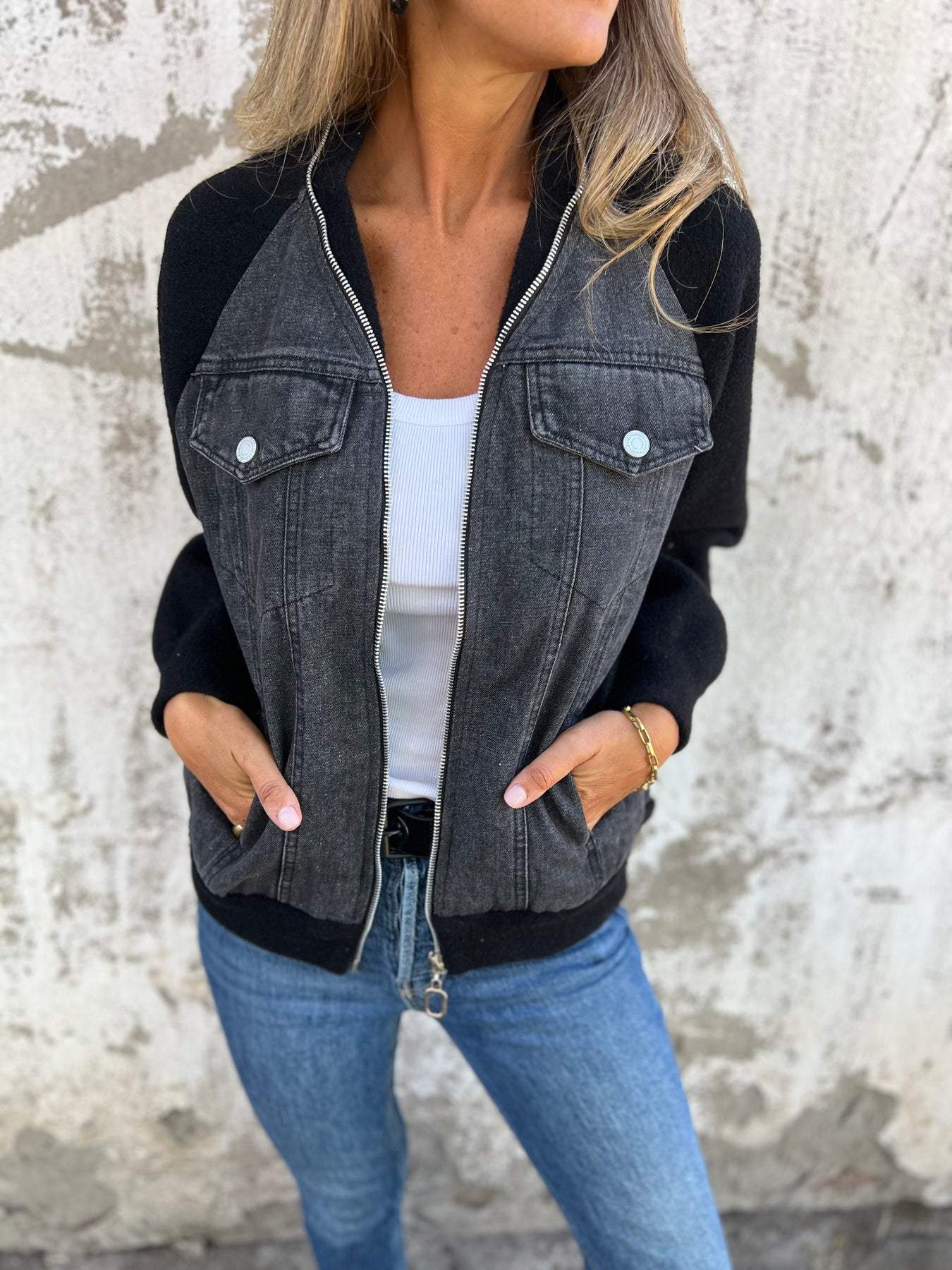 Stylish Distressed Denim Casual Jacket