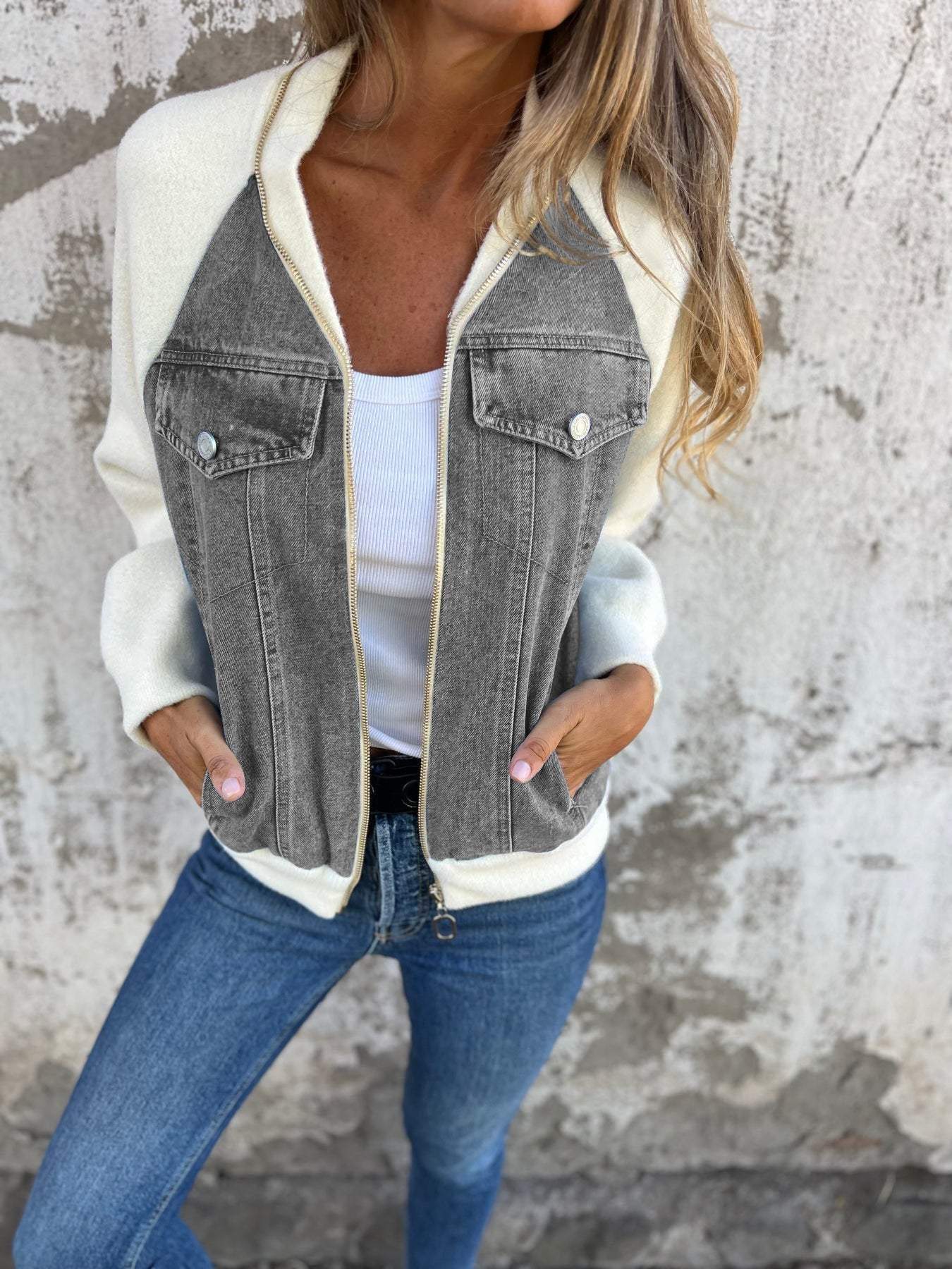 Stylish Distressed Denim Casual Jacket