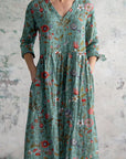 Chic Boho Floral Print Midi Dress