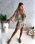 Stylish Long Sleeve Summer Wrap Jumpsuit